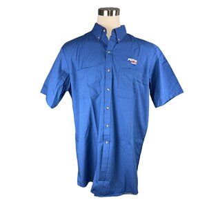 Pepsi Blue Button-Down Shirt W/ Logo Embroidery Short Sleeve 90s Style Mens 2XL